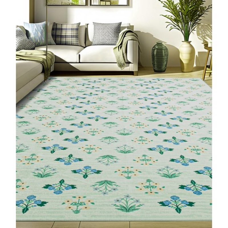 YIHOUSE Green Floral Washable Area Rug 6'x9'- Large Colorful Living Room Rug Ultra-Thin Non-Slip Are