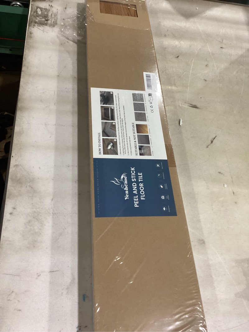 Condition photo showing Good Condition for self adhesive vinyl flooring peel and stick floor tiles 12"x12" waterproof scratch resistant brown wood flooring plank for bathroom kitchen renters apartment home décor 3pcs 3 sq.ft coverage yenhome 3 tiles(12"x12") brown 3