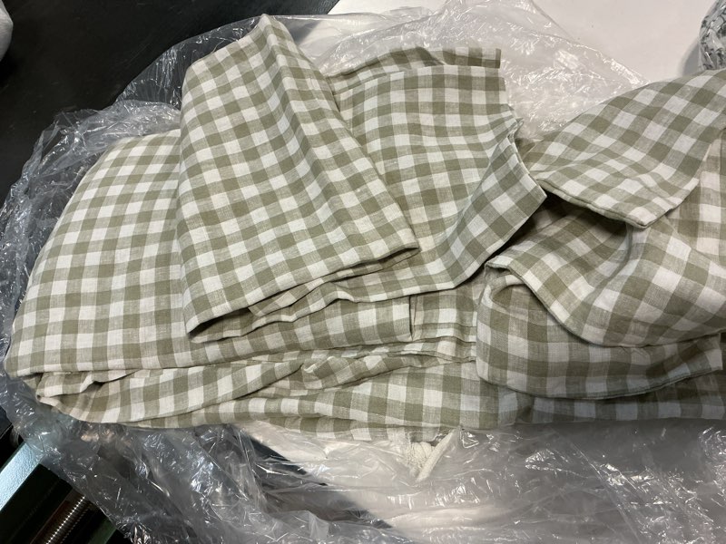 Condition photo showing Good Condition for european linen gingham duvet cover set queen 