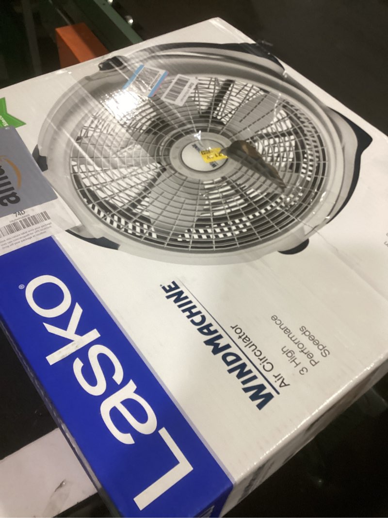Condition photo showing New/Like New for lasko wind machine fan, air circulator fan with 3 speeds, 20" model 3300, gray