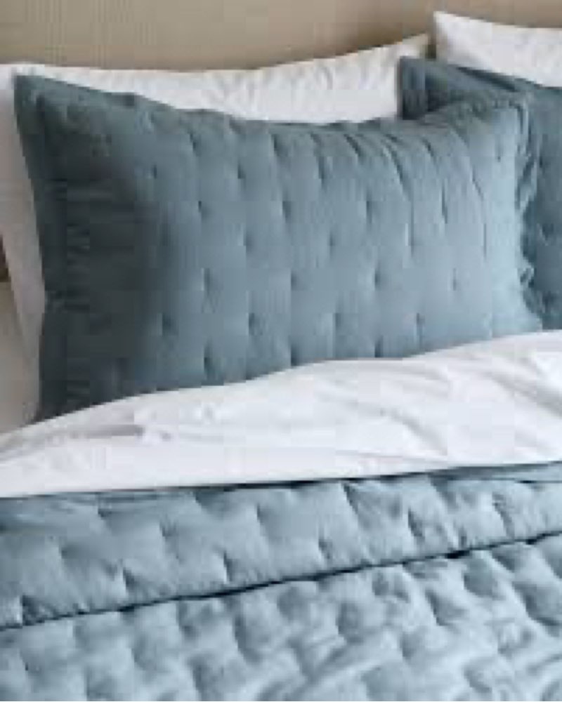 quince european linen dream quilt set color stone blue size king