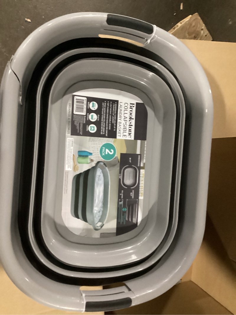 Condition photo showing Good Condition for BROOKSTONE Collapsible Laundry Basket Set, Modern Extra Large Collapsible Basket Set, Comfort Non-Sl