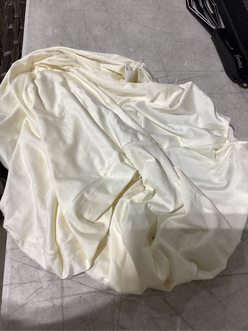 Condition photo showing As Is for stretch spandex chair covers - ivory , folding kitchen chairs cover, universal washable slipcovers protector, removable chair seat covers, for wedding party dining room banquet event ivory- 1 folding chair cover
