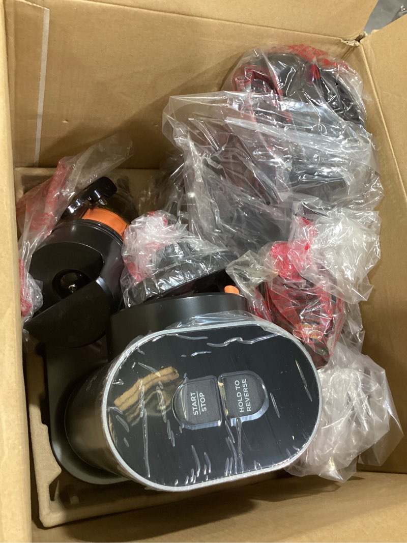 Condition photo showing As Is for ninja neverclog cold press juicer, powerful slow juicer with total pulp control, countertop, electric, 2 pulp functions, dishwasher safe, 2nd generation, blue/navy, jc151nv blueberry