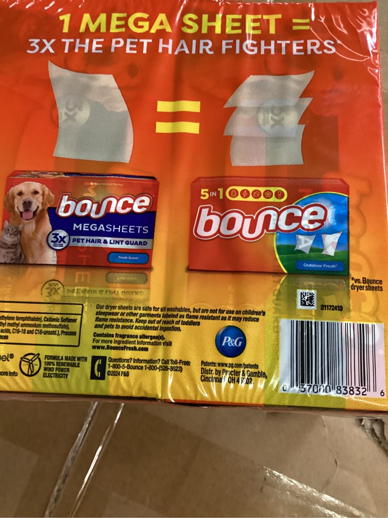 Condition photo showing New/Like New for pet hair and lint guard mega fresh scent dryer sheets (130-count)