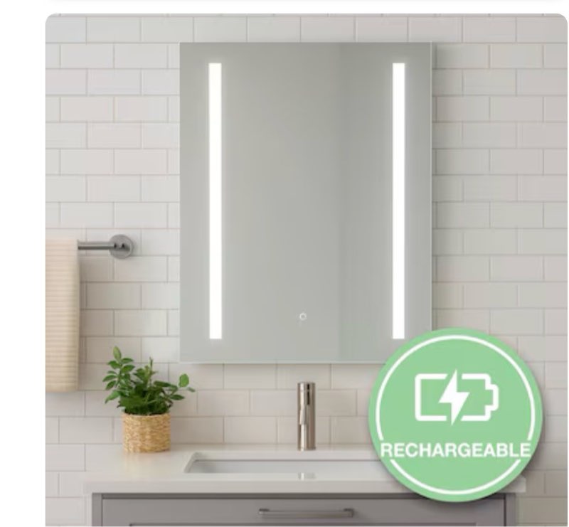 dweller 22-in x 30-in beveled frameless rectangle dimmable led lighted bathroom vanity mirror 