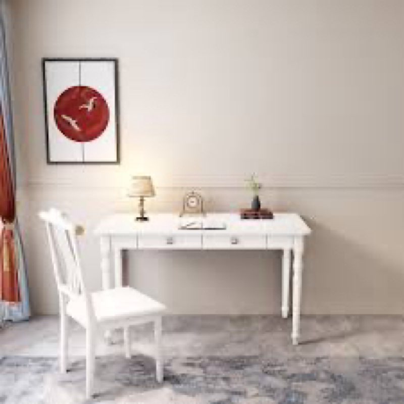 Ceryss Rectangle Solid Wood Desk Computer Table Chair Set