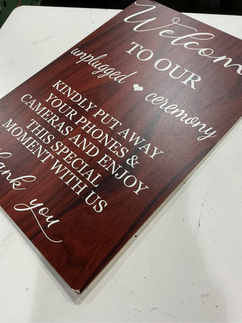 Condition photo showing Good Condition for welcome to our unplugged ceremony wood sign wedding welcome signs, no phones wedding sign wood, rustic wedding decorations 24x16 inch