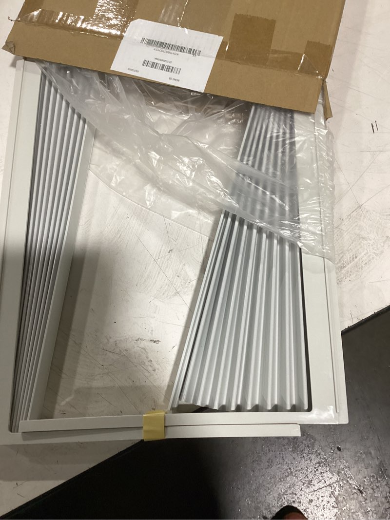 Condition photo showing As Is for lbg products window air conditioner side panel and frame set,ac accordion filler kit,fits most 12000btu window air conditioners,window ac side panels