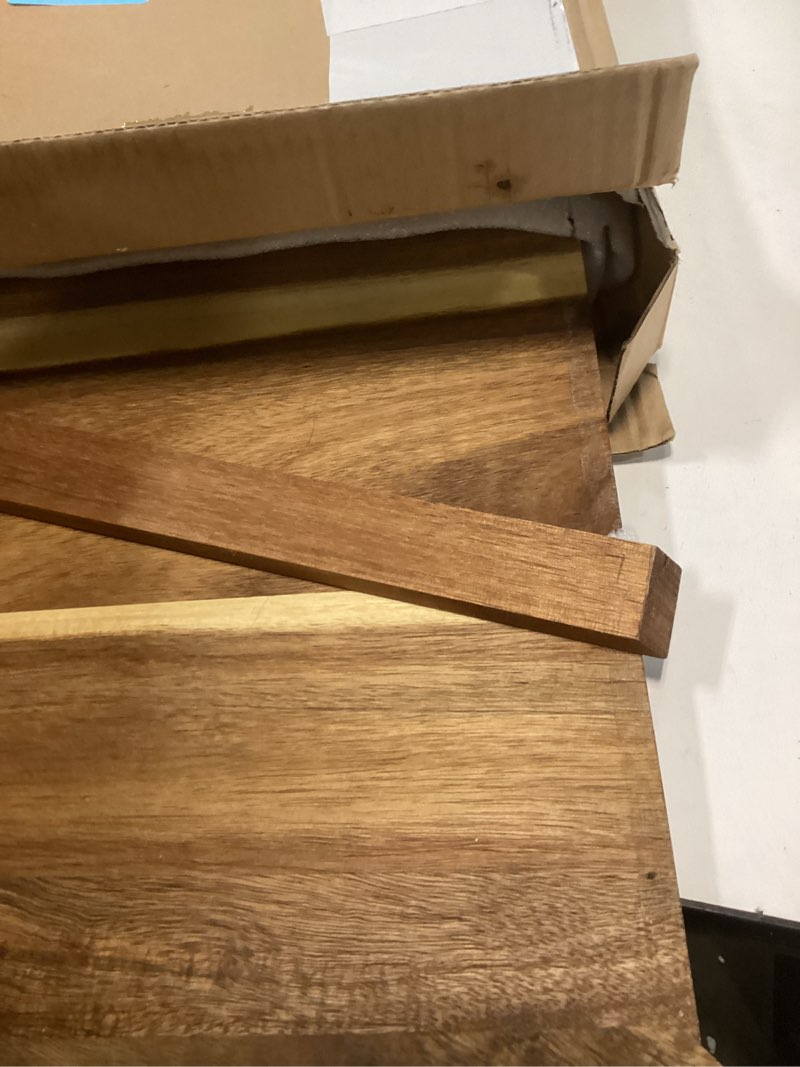 Condition photo showing As Is for 24 Inch Extra Large Square Ottoman Table Tray with Handles Large Acacia Wood Serving Decorative Ottoman Wood Tray for Kitchen Coffee Sofa Table Organizer Storage Topper