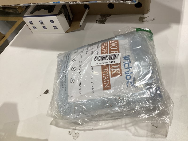 Condition photo showing Good Condition for WITHLOC No Hook Shower Curtain with Snap in Liner - Eucalyptus Shower Curtain - Fabric Waterproof Inner Liner, Plants Blue Leaves Farmhouse Cloth Shower Curtains - Machine Washable, 71 x 74 Inch