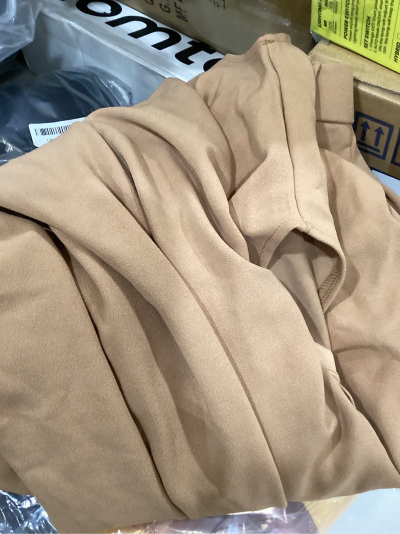 Condition photo showing New/Like New for kaimimei 2 piece sets for women casual mock neck cap sleeve crop tops and palazzo pants vacation travel outfits small light brown