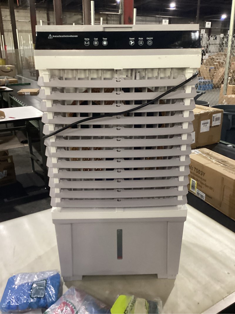 Condition photo showing Good Condition for Portable Air Cooler with 5.3 Gallon Water Tank, 1800 CFM Evaporative Air Cooler with 4 Ice Box, 120°Oscillation, Remote, 12H Timer, Portable Cooling Fan with 3 Speeds for Bedroom Home Office