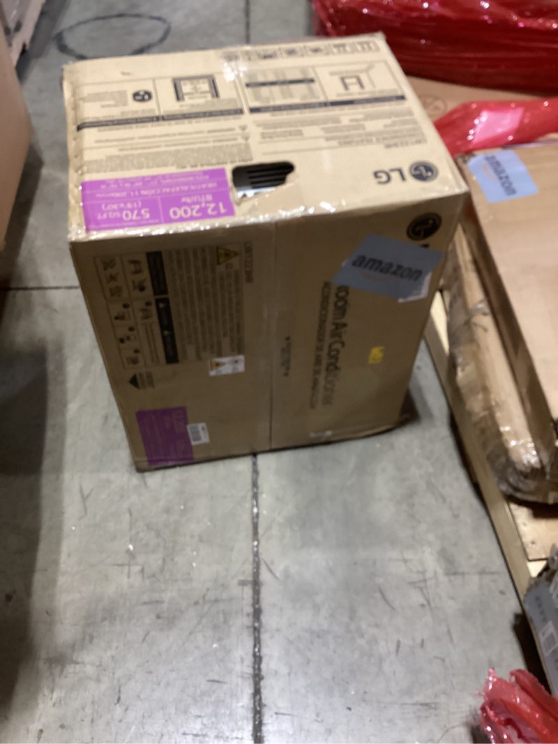 lg 12,200 btu window air conditioner with supplemental heat, 230/208v, cools 570 sq.ft. (19' x 30' room size), electronic controls with remote, 2 cooling, heating & fan speeds, slide in-out chassis bright white 12000 btu electronic 230v