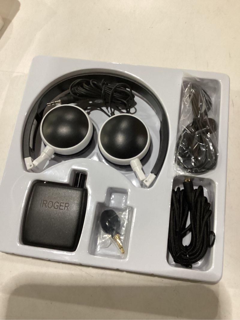Condition photo showing New/Like New for hearing amplifier for seniors, personal sound amplifier, smart auto-gain, directional microphone, rechargeable with 120-hour battery, headphones & earbuds included black