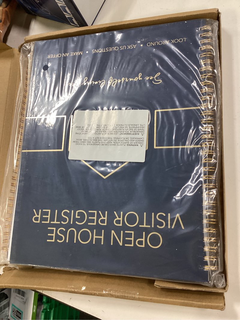 Condition photo showing New/Like New for Juvale 2 Pack Sign in Book for Open House Visitors, Guest Registry with 2 Pack Realtor Tent Cards for Real Estate Agent Supplies, Home Sale Business (Navy Blue, 8.5x11)