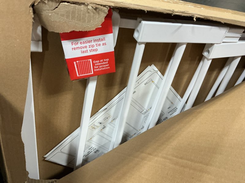 Condition photo showing As Is for Safety 1st Extra Wide Baby Gate with Door: Premium Child Safety, Extra Tall Gate for Doorways, Dog Gates, Easy Installation, 36" Tall & Wide, Fits 29"-47" 1-Pack 29" to 47" Wide x 36" Tall White