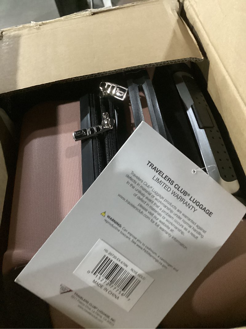 Condition photo showing Good Condition for travelers club chicago hardside expandable spinner luggage, rose gold, 22" carry-on 22" carry-on rose gold