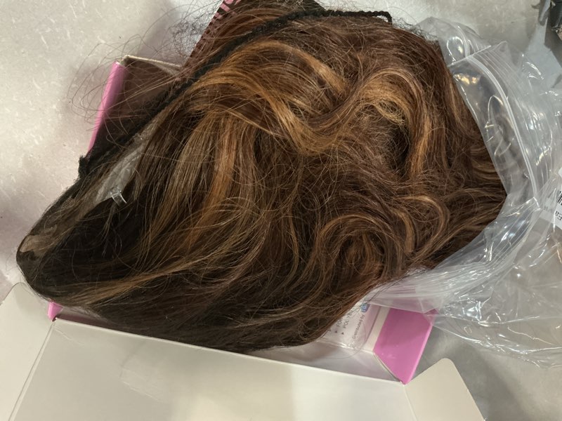 Condition photo showing Good Condition for eawwii brown highlight short wavy wig for women lace hairline bob style synthetic heat resistant - natural appearance for everyday hairstyle 14 inch 14 inch brown highlight