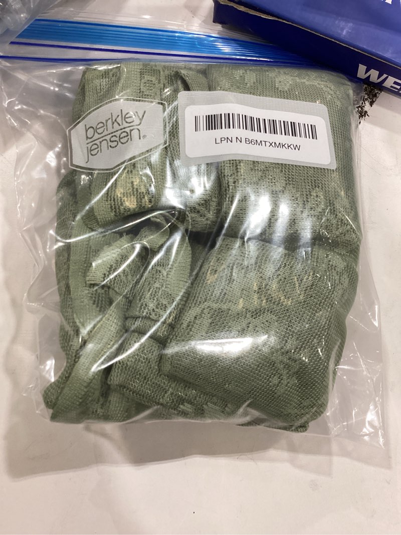 Condition photo showing Good Condition for Sage Green Kitchen Curtains 36 inch Length 2 Panels Spring Lace Curtains Short Light Filtering Privacy Cafe Curtains Rv Curtains for Camper Windows Sage Green Kitchen Accessories Boho Bathroom Décor Sage Green 26"W x 36"L (Pack of 2)