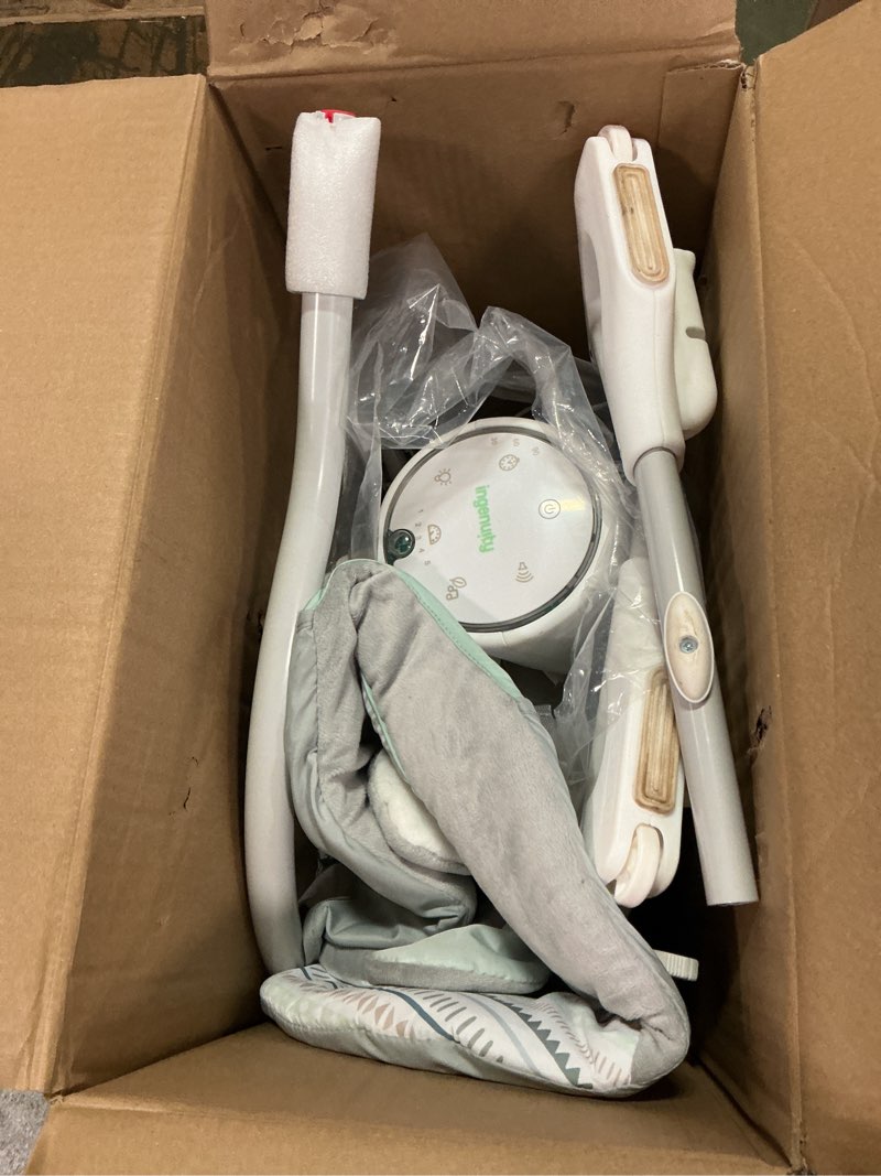 Condition photo showing Good Condition for Ingenuity InLighten 5-Speed Baby Swing - Swivel Infant Seat, 5 Point Safety Harness, Nature Sounds, Lights - Van Elephant Van The Elephant