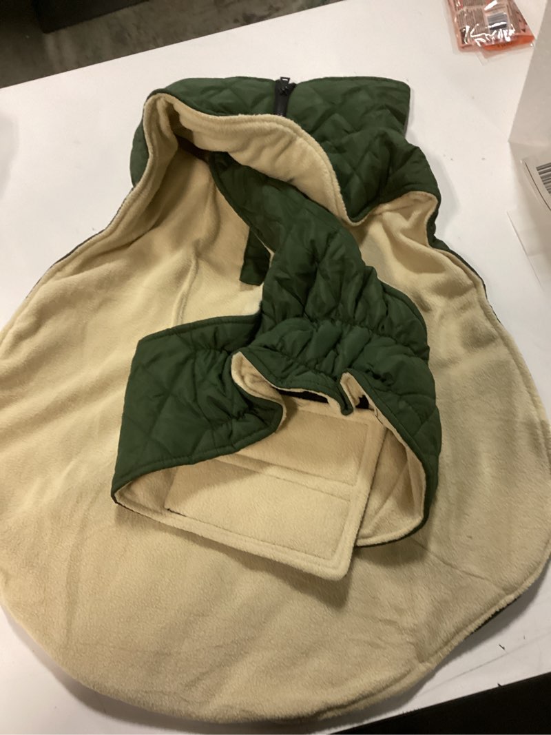 Condition photo showing Good Condition for Kuoser Extra Warm Dog Coat, Windproof Cold Weather Dog Jackets for Large Dogs, Thick Fleece Lining Pet Turtleneck Snowsuit Reflective Adjustable Puppy Winter Coat Doggie Snow Jacket Green, XL X-Large (Chest: 62 - 76CM / 24.4" - 29.92") Green