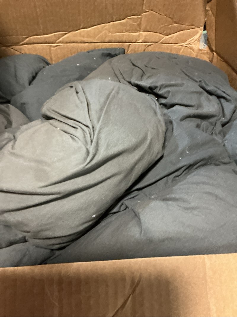 Condition photo showing As Is for cotton pintuck comforter, full/queen, nightfall