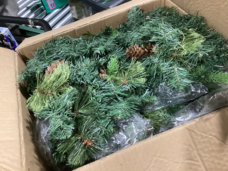 Condition photo showing Good Condition for Yunlly 4 Set 9 ft Prelit Christmas Garland with Timer Xmas Artificial Pine Garlands with 8 Mode String Lights for Indoor Fireplace Kitchen Holiday, Total 36 ft (Classic Style with 50 Lights)
