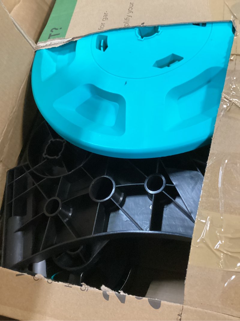 Condition photo showing As Is for portable garden hose reel cart, hold up to 75-100 ft of 5/8 inch hose,garden water pipe holders mobile tools with 2 wheels for outside hose storage blue 5/8 75ft-100ft