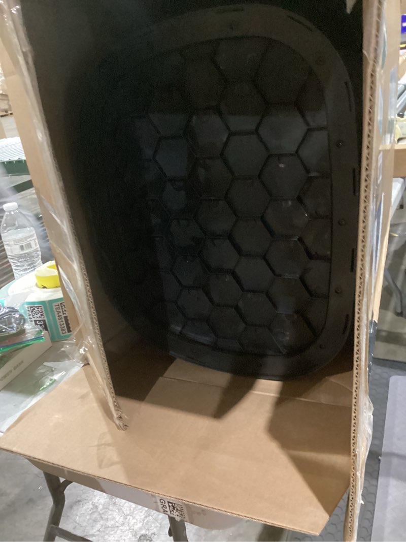 Condition photo showing New/Like New for Amazon Basics Automatic Trash Can with Lid, Hands-Free, Stainless Steel, D-Shaped 80 l, 2 Bins