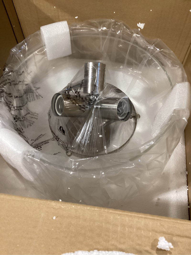 Condition photo showing Good Condition for VONLUCE Semi Flush Mount Ceiling Light, 13.8" Ceiling Light Fixture with Clear Glass Shade, E26 Base, 3-Bulb Industrial Lighting Fixture for Hallway Entryway Bedroom, Brushed Nickel, ETL Certificated Nickel 13.8 inch