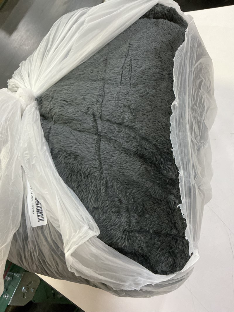 Condition photo showing As Is for YIYEA Faux Fur Sheets, Luxury Ultra Soft Fleece Bed Sheets Set, Fluffy Plush Velvet Bedding for Fall Winter, Cozy Warmth, No Shedding, 4PC, Queen, Dark Gray Dark Gray Queen