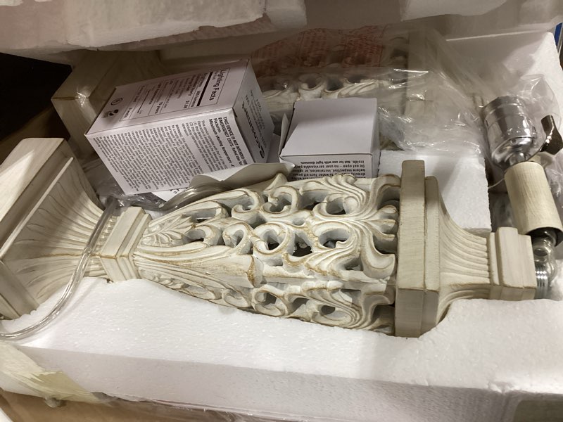 Condition photo showing Good Condition for 28.5" lamps for living room - table lamps set of 2 with night light,bedside lamp with white linen cut corner shade - for bedroom room and nightstand with usb a+c ports- for office hotel(bulb included)