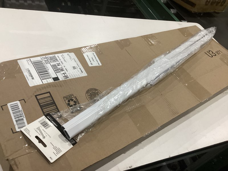 Condition photo showing As Is for prime-line k 5167 36 in. l steel reinforced white vinyl push bar for hinged swinging screen doors (single pack)