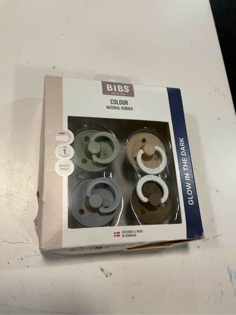 Condition photo showing New/Like New for bibs color pacifiers 4-pack | bpa free soother pacifier | round nipple | natural rubber latex | made in europe | size 0-6 months | vanilla glow mix size 1 (0-6 month) vanilla glow mix