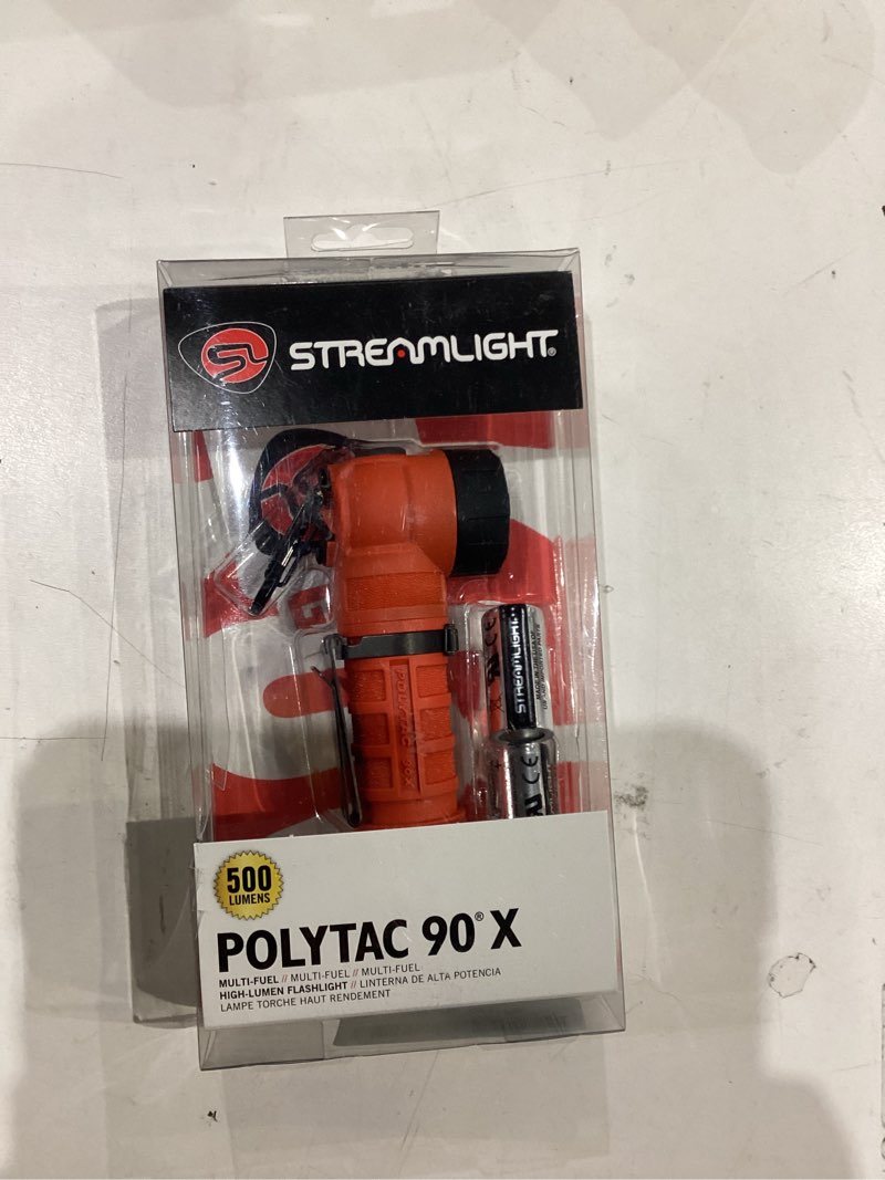 Condition photo showing Good Condition for streamlight 88834 polytac 90 500-lumen 7000-candela right angle led flashlight with non-rechargeable batteries, easy-open box, orange