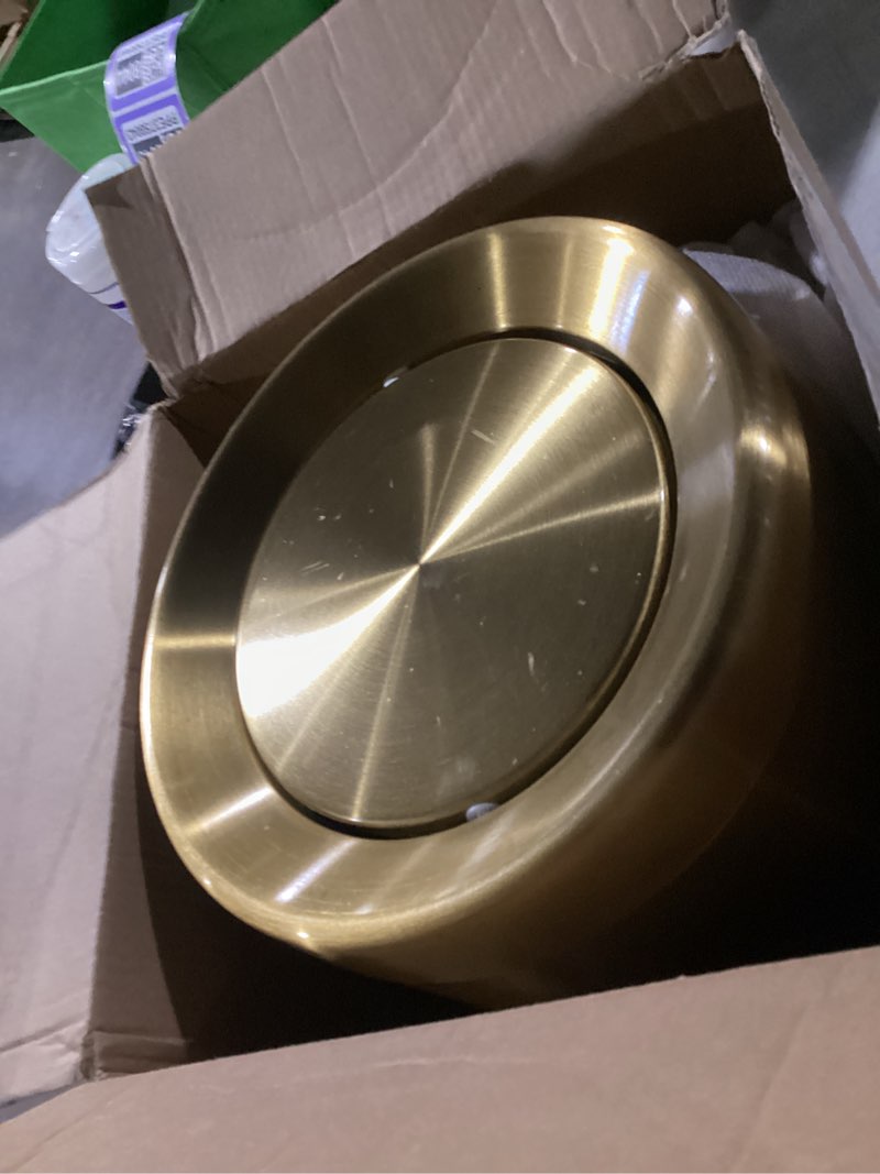 Condition photo showing Good Condition for maxdot 2 pcs gold bathroom trash can with flipping lid 2.6 gallon/10 l and toilet brush set, small brushed stainless steel garbage trash can and toilet brush with holder for bathroom bedroom office