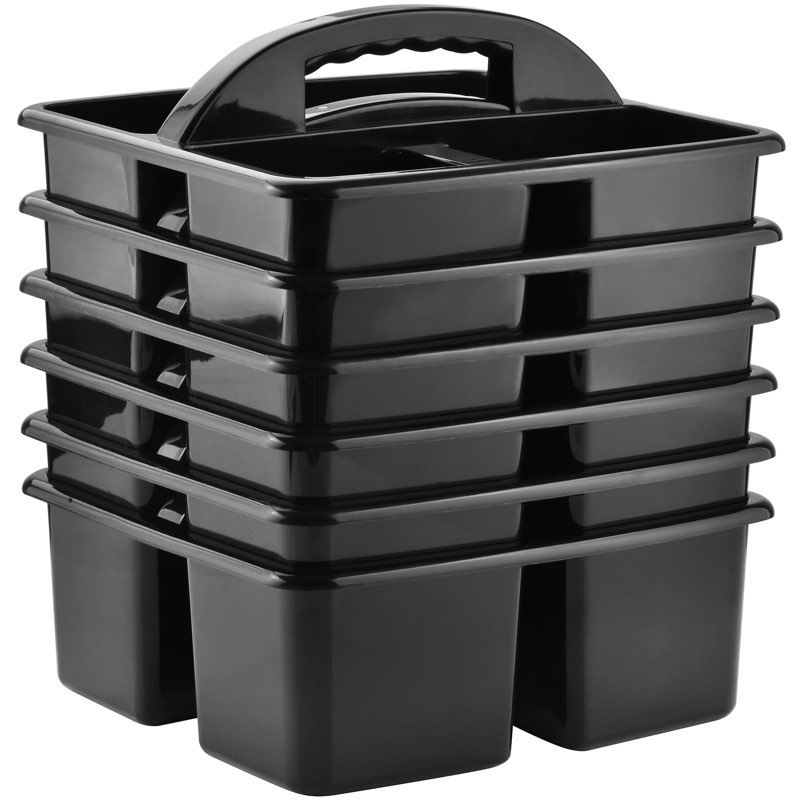 ALINK 6 Pack Classroom Caddy Storage Basket with Handle, Plastic Drink Cup Caddy Holder, 6 Compartme