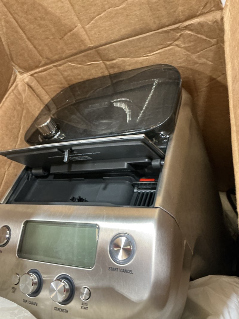 Condition photo showing As Is for breville bdc650bss grind control coffee maker with grinder, brushed stainless steel, thermal carafe