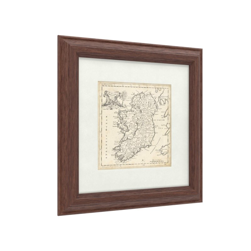 Trademark Fine Art Map of Ireland by T. Jeffreys, White Matte, Wood Frame 11x11, Multi-Color