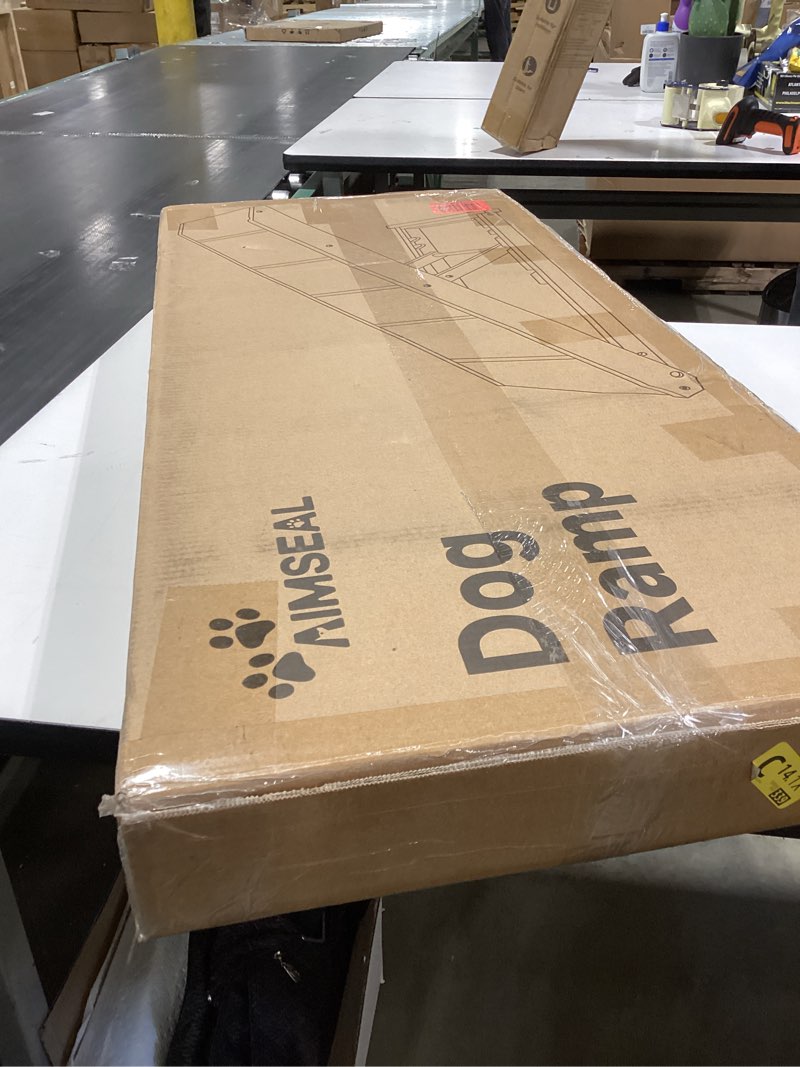 Condition photo showing New/Like New for dog ramp for bed - extra wide 17â€™â€™, non-slip rubber surface excellent traction, pet ramp for small large dogs to get on high couch car, hold up to 200lb, adjustable, foldable brown large