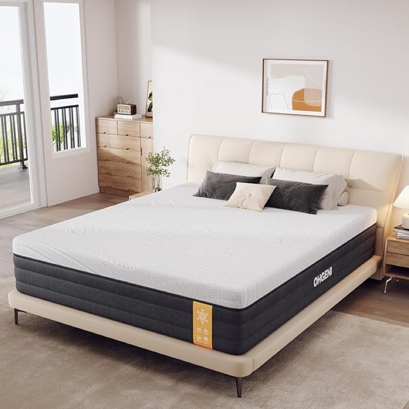 ohgeni 10 inch full size mattress, cooling gel memory foam bed mattresses in a box, cool touch surface, ergonomic support & pressure relief, medium feel, certipur-us certified