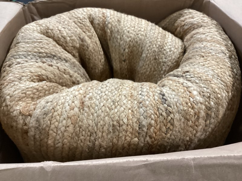 Condition photo showing Good Condition for hausattire bohemian braided rug 2'x3' - multi color, small farmhouse jute cotton area rag rugs for entryway, kids playroom, front door | colorful hand woven reversible accent mat - 24x36 inch 2' x 3' (rectangular) multi color