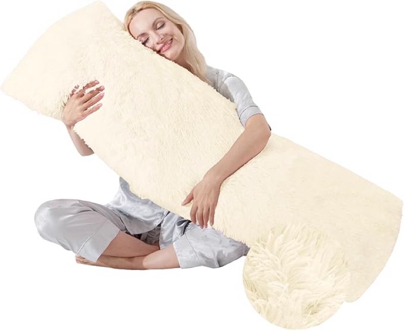 higogogo memory foam body pillow, thickened large long bed pillow for adults, full body pillow with removable pillow cover(20x54 inch),beige