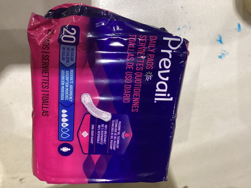 Condition photo showing Good Condition for prevail daily pads for bladder leaks  disposable  moderate absorbency  regular  20 count  1 pack