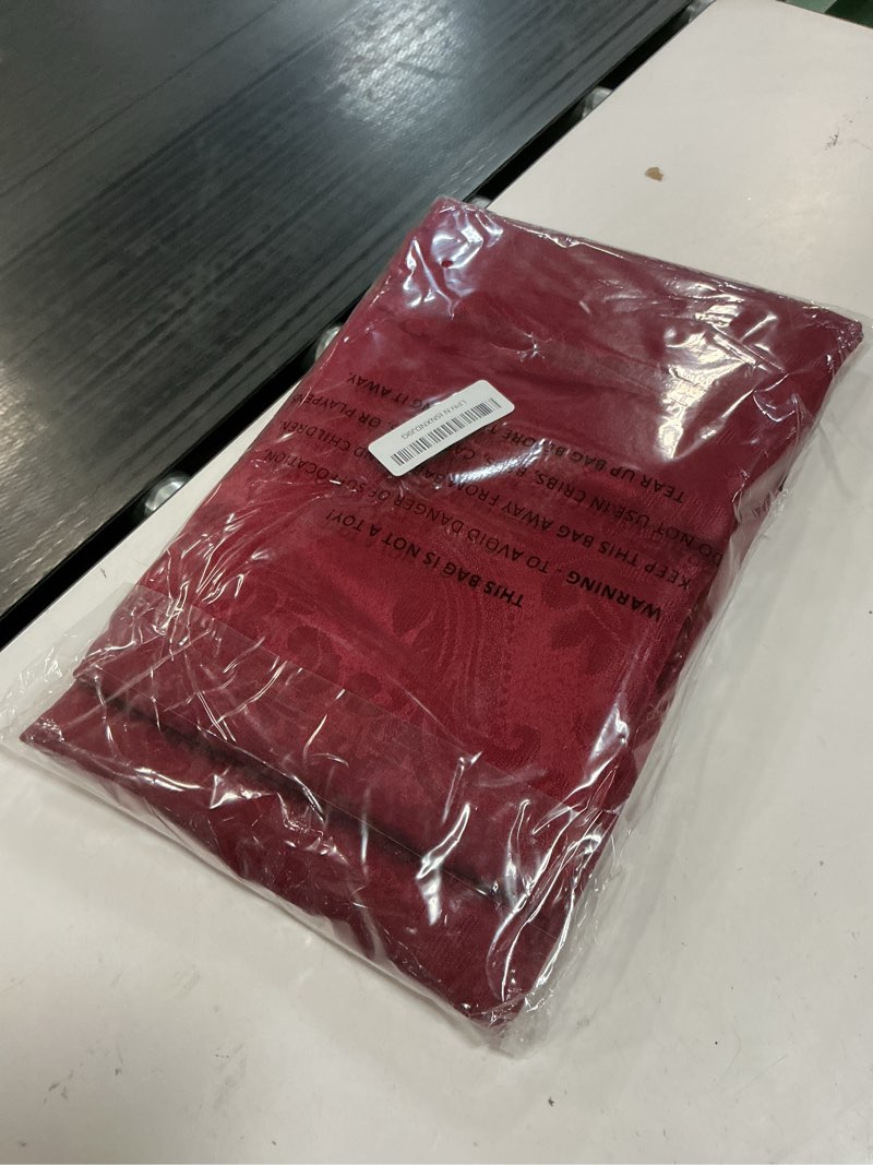 Condition photo showing Good Condition for elrene home fashions caiden elegance damask waterproof, stain & wrinkle resistant fabric tablecloth, 70" round, cranberry tablecloth (1) cranberry 70" (round)