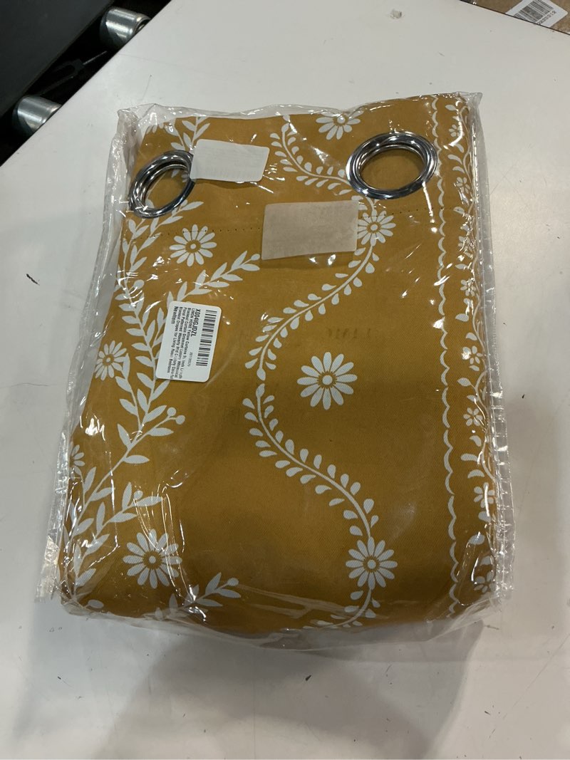 Condition photo showing New/Like New for limon home yellow curtains 96 inch length blackout curtain grommet luxury whimsical floral patterned waverly mid century colorful blackout drapes for living room bedroom mustard yellow 52"w x 96"l (pack of 2)