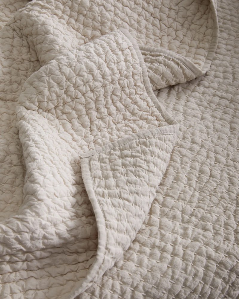 Quince European Linen Cotton Stitch Quilt King  Natural 