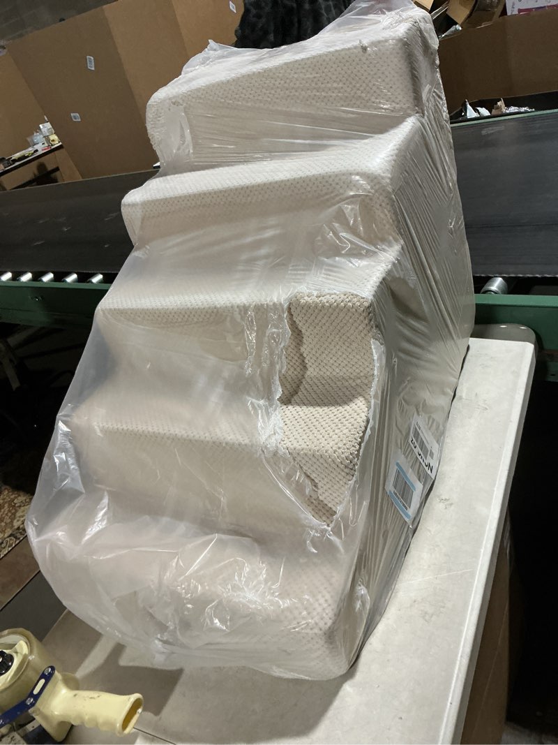 Condition photo showing As Is for Dog Stairs for Small Dogs, 5 Tier Wider Pet Stairs for High Beds, 23.6" H Non-Slip Dog Steps for Old Cats, Puppies, Small Medium Dogs, 19.7x29.5x23.6 inch, Beige Beige 5.0 19.7x29.5x23.6 inch