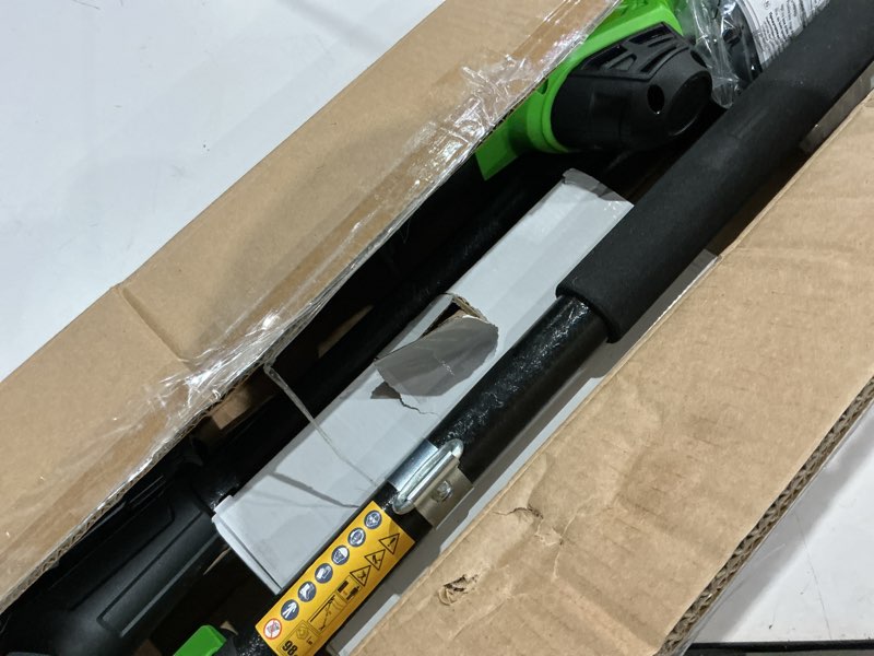Condition photo showing As Is for soyus pole hedge trimmer cordless, 18-inch electric hedge trimmer with extension pole, 16-foot max reach, multi-angle, 2 * 2.0ah batteries and charger included 18 inch green w/ 2 x 2.0 battery